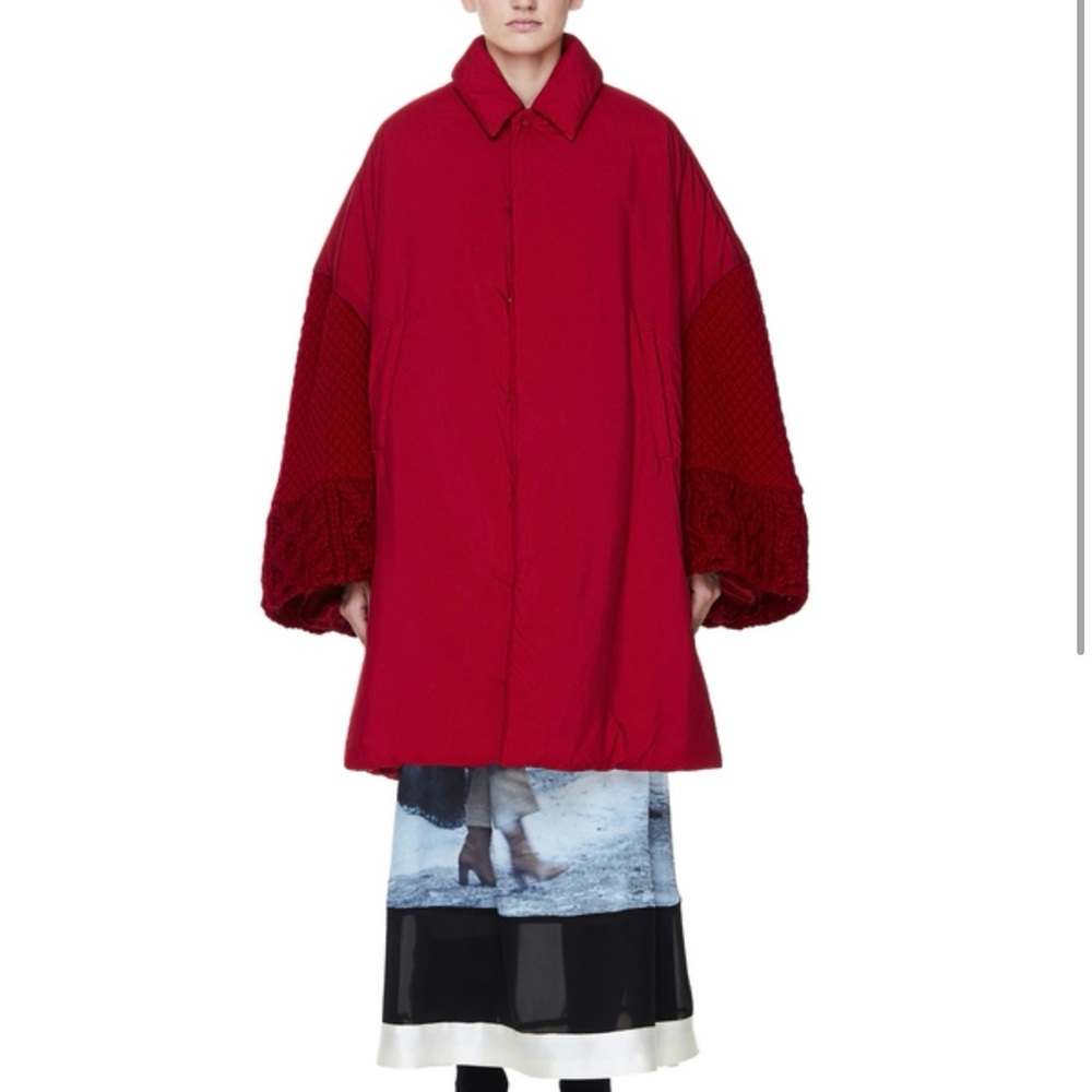 Undercover wool knitted sleeve padded coat